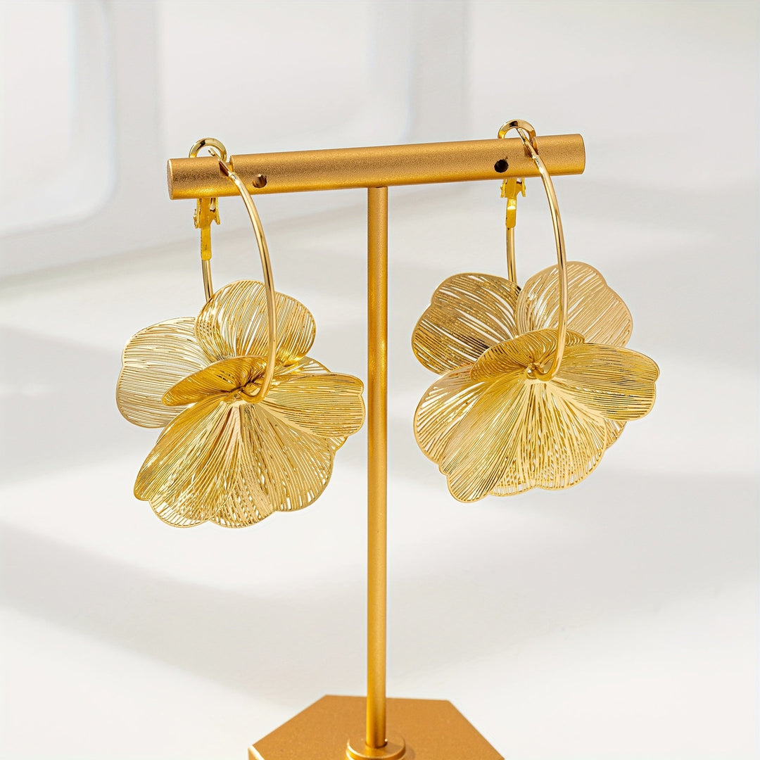 Exaggerated Gold Hollow Earrings