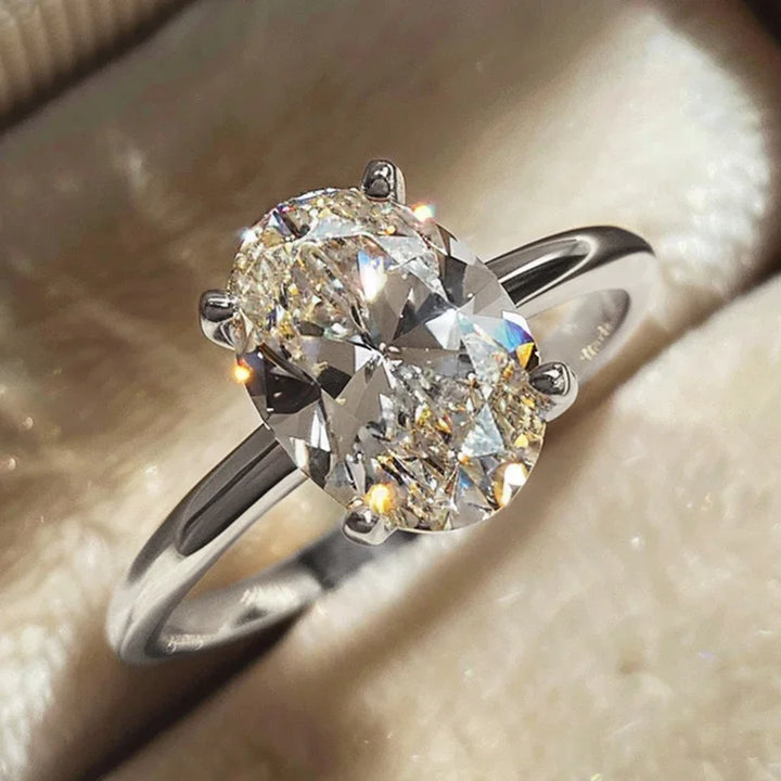 Elegant Oval Crystal Promise Ring