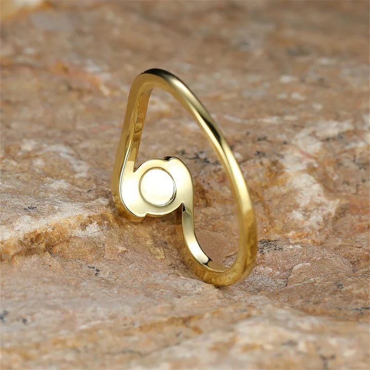 Timeless Round Rainbow White Fire Opal Ring